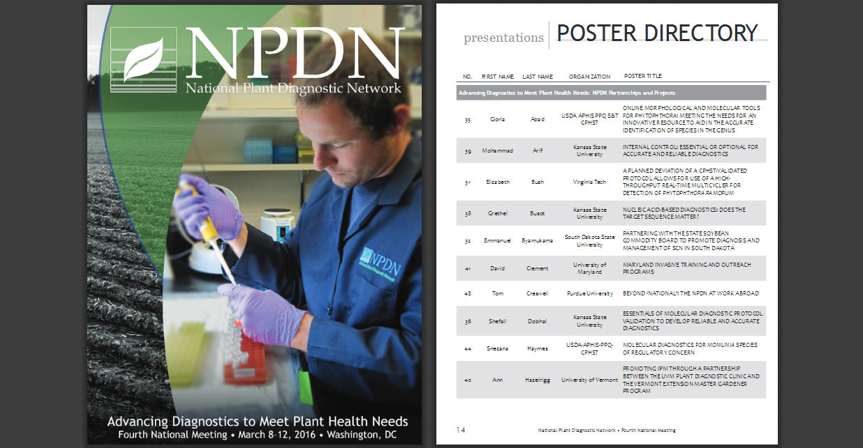 program for the 4th annual meeting of the NPDN, with the poster directory
