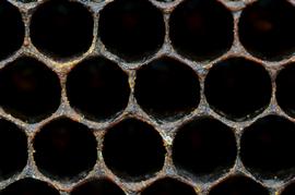  Dark, aged worker comb cells; photo by The BeeMD photo collection
