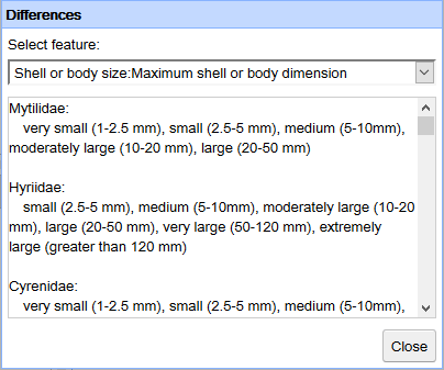 Example Differences Dialog