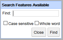 Search Features Option Dialog